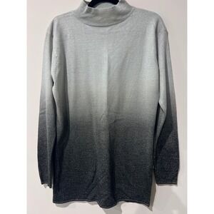 Jaclyn Smith Womens Silver Ombre Metallic Mock Neck Sweater Tunic Grey M Retro